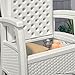 Suncast Elements Club Chair with Storage - Lightweight, Resin, All-Weather Chair - Built-in Storage for up to 11 lbs. - White