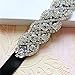 Bridal Belt Hand Rhinestone Wedding Belt Clear Crystal 16.5In Length with Black Ribbon for Wedding Party Dress