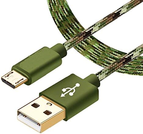 Micro USB Cable Nylon Braid 3 FEET Long SYNC Data Cable for Samsung Galaxy S4 S5 S6 Edge S7,Note 3 4 5,Nexus,HTC,LG - CAMOUFLOGE Green