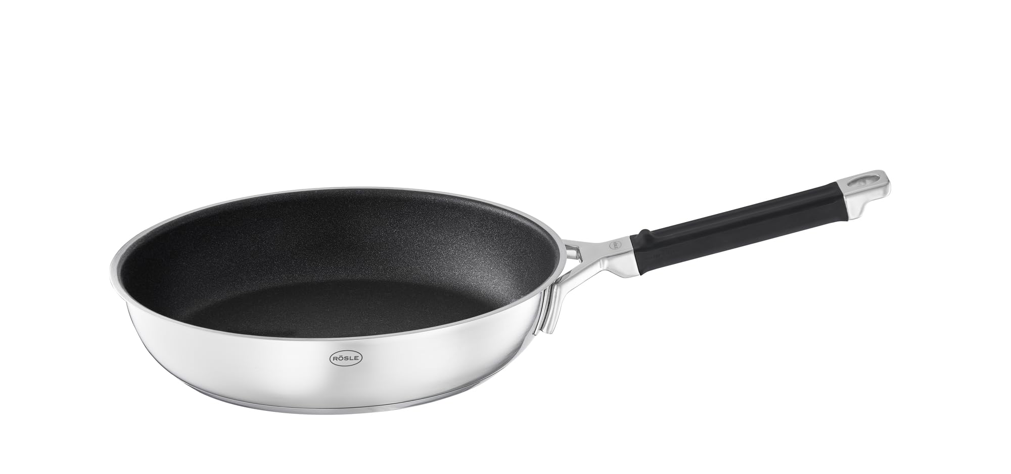 RÖSLE SILENCE PRO Bratpfanne, Pfanne mit kratzfester Premium-Antihaftversiegelung ProResist, Silikongriff, 24 cm, Edelstahl 18/10, induktionsgeeignet, , Silberfarben/Schwarz