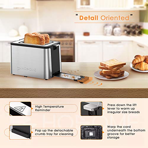2 Slice Toaster, Hosome Stainless Steel Bread Bagel Toaster Extra Wide