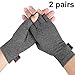HUAD 2 Pairs Arthritis Compression Gloves Relieve Pain from Rheumatoid RSI Carpal Tunnel Joint Fingerless Gloves for Women and Men
