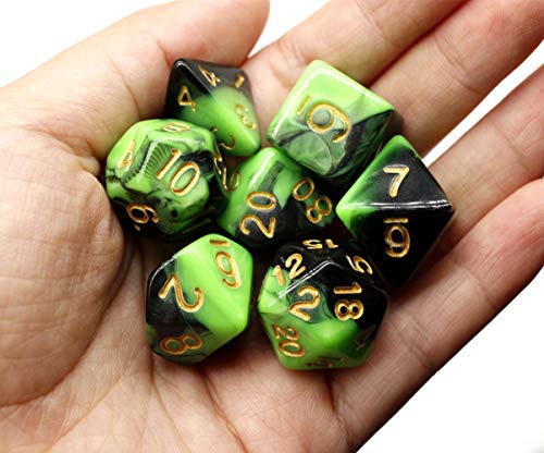 HD Dice DND RPG Polyhedral Dice Set Fit Dungeons and Dragons(D&D) Pathfinder Role Playing Games (Green Black)