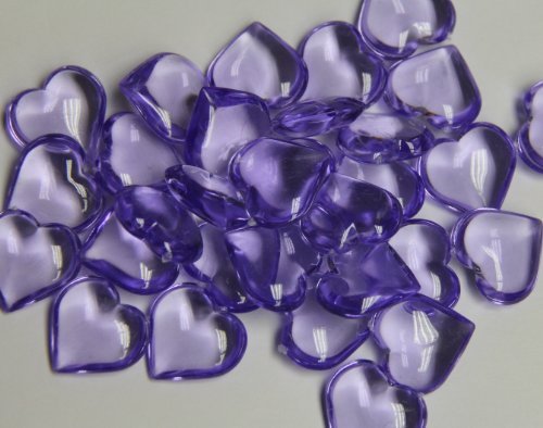 192 Translucent Purple Acrylic Hearts for Vase Fillers, Table Scatter, or Decoration