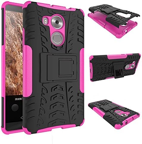 Huawei Mate 8 Shockproof Case, Heavy Duty Combo Hybrid Rugged Dual Layer Grip Cover with Kickstand For Huawei Mate8 (Pink)