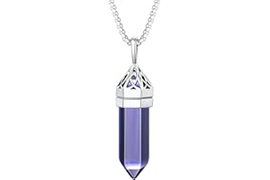 Bestyle Healing Crystal Pendant Celtic Knot Neckclace-Hexagonal Synthetic Birthstone for 12 Months, Celtic Love Statement Gem