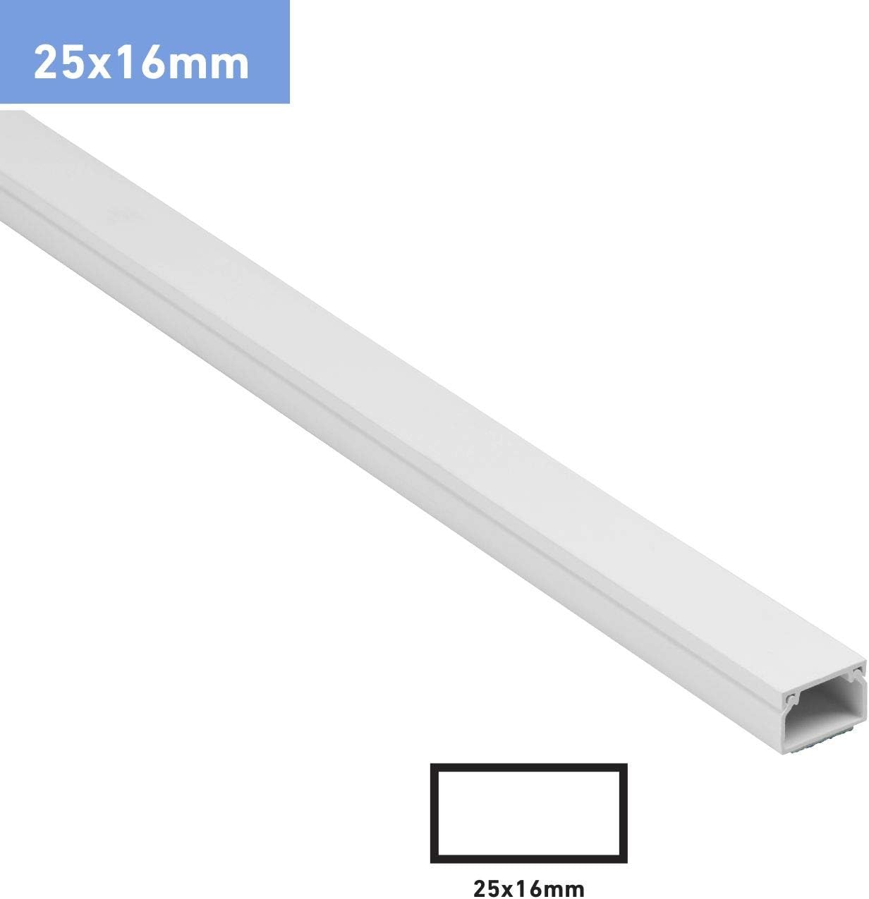 D-Line 25x16mm Cable Trunking, Cable Cover, Paintable, Self-Adhesive Wire Cover, Corner Wire Hider, Cable Management - Image 3