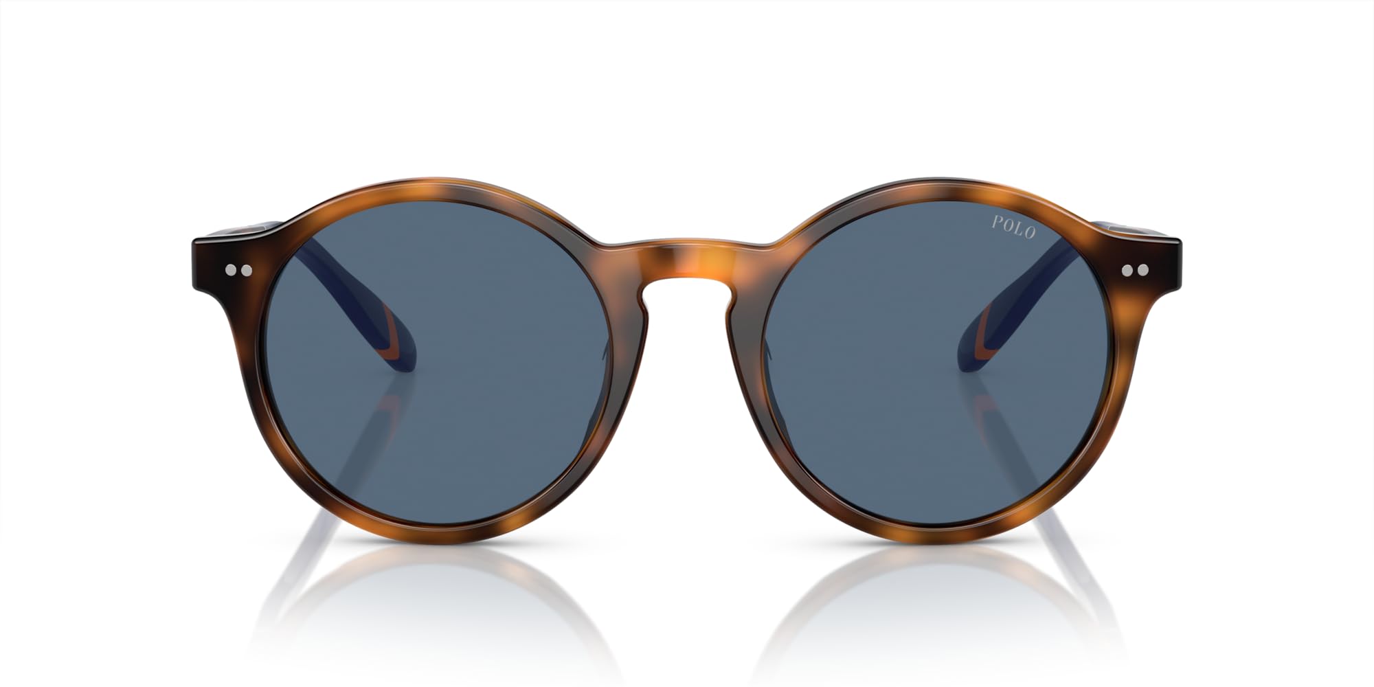 Photo 1 of Polo Ralph Lauren Men's PH4204U Universal Fit Round Sunglasses, Shiny Red Havana/Blue, 53 mm
