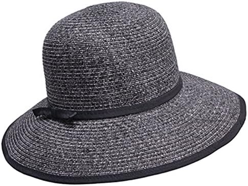 SYBKNSTW Women's Woven Straw Face-Saver Hat UV Protection Floppy Sun Cap Wide Brim Beach Hats with Edge Black