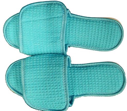 Small Cotton Waffle Spa Slipper,Tropical Blue (6-7)