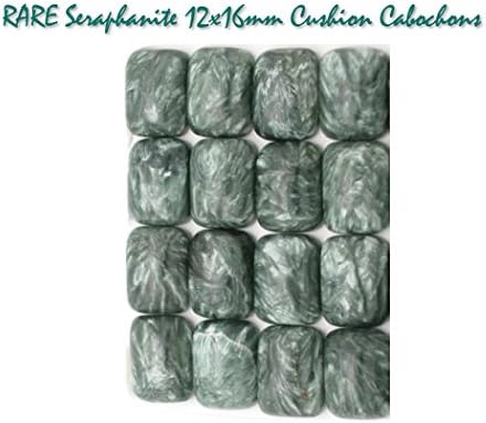 RARE 12x16mm Cushion Russian Seraphinite Gemstone Calibrated Cabochons (pkg of 4 stones), UNDRILLED