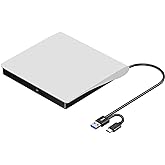 ROOFULL External CD DVD +/-RW Drive USB 3.0 & USB-C Portable CD DVD Optical Disc Drive Player Reader Writer Burner for Apple 