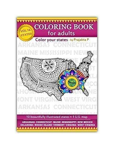 Amazon.com: Volume 16 - USA state maps adult coloring book, stress