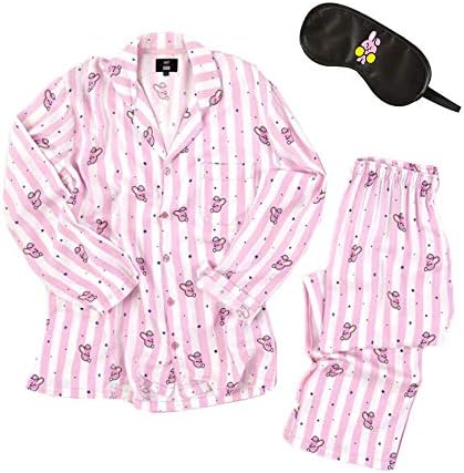 BT21 Pajamas for Women/Men, BTS Bangtan Boys Sleepwear with Eye Mask, CHIMMY COOKY KOYA MANG RJ SHOOKY TATA Same Harajuku Long Sleeve Shirt Nighty Bedgown