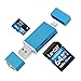 Fixget Memeory Card Reader, 3 in 1 SD/TF Micro SD Card Reader USB Adapter With Lightning, USB & Micro USB Interfaces, External Storage Memory Expansion for Android Device/Mac/PC/iPhone/iPad/IOS, Blue