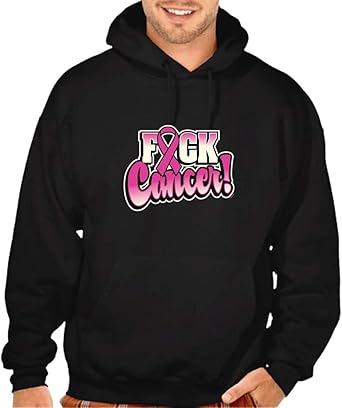 Interstate Apparel Mens Team Pink Breast Cancer Ribbon V395 Black Pullover Hoodie Sweater Black