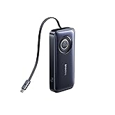 Baseus Enercore Power Bank, 10000mAh Fast Charging Portable Charger Built-in 45W Retractable USB-C Cable, Battery Pack for iPhone 16/15 Series, Samsung, Google Pixel, iPad, AirPods, Drone, Go Pro