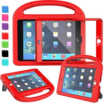 AVAWO Kids Case for iPad Mini 1 2 3 - Built-in Screen Protector Light Weight Shock Proof Handle Stand Kids Cover for iPad Mini 1st Gen, iPad Mini 2nd Gen, iPad Mini 3rd Generation - Red