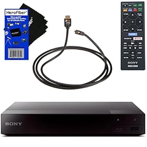 Sony BDP-S3700 Blu-Ray Disc Player with Built-in Wi-Fi + Remote Control, Bundled With Xtech High-Speed HDMI Cable with Ethernet + HeroFiber Ultra Gentle Cleaning Cloth