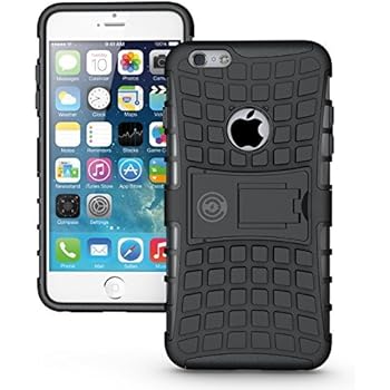 iPhone 6 Plus Case Black - Case for iPhone 6 Plus/iPhone 6S Plus Cases (6+ ONLY) Thin Tough Rugged Shockproof Dual Layer Hybrid Hard/Soft Slim Protective Cover (5.5 inch) by Cable and Case - Black