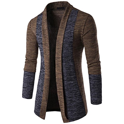 Men Cardigan Knit,Toponly Men's Autumn Winter Sweater Cardigan Knit Knitwear Coat (Coffee, L) - Thumbnail 2