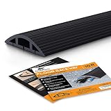 Simple Cord Floor Cord Cover - 10 Ft Black Duct Cord Protector Covers Cables, Cords, or Wires - 3 Channel On Floor Raceway for Sidewalks or Walkways, in The Home or Office Doorways (10 ft)