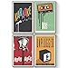 Pillow & Toast Retro Music Decor Kids Bedroom, Set Four, 11x17, 80's Band Tour Classic Posters