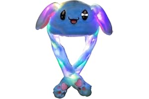 BULINGNA Rabbit Hat Ear Moving Jumping Hat LED Glowing Plush Moving Bunny Ear Hat for Cosplay