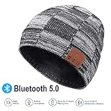 Bluetooth Beanie, V5.0 Bluetooth Hat, Wireless Earphone Beanie Headphones, with HD Stereo Speakers Built-in Microphone, Mens Gifts, Christmas Electronic Gifts for Men/Women