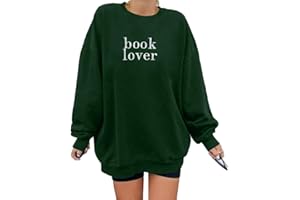 MOUSYA Book Lover Embroidered Sweatshirt Women Funny Reading Book Long Sleeve Shirt Casual Teacher Pullover Tops