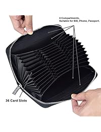 Cartera de tarjeta de crédito de gran capacidad - Cartera RFID segura de cuero para mujer 36 ranuras