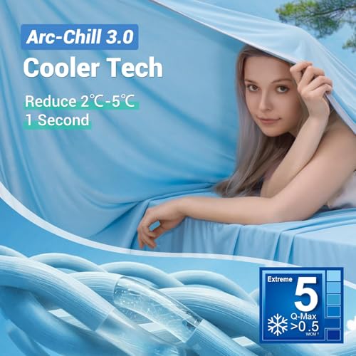 Marchpower Cooling Summer Blanket, Arc-Chill 3.0 200 x 220 cm Double-Sided Lightweight and Cool Blanket Anti-Heat for Sofa, Office, Travel and Pet Bed Sheet – Blue