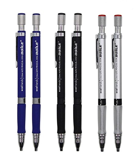 Aimeio Mechanical Pencil,2.0mm Automatic Pencil with Lead,Office School Supplies 2B Pens for Drawing,Sketching,Writing,Drafting,6-Count