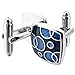 INBLUE Men's 2 PCS Rhodium Plated Enamel Cufflinks Blue Black Square Shirt Business Wedding 1 Pair Set