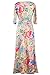 MIHOLL Women's Paris Bohemian 3/4 Sleeve Faux Wrap Long Maxi Resort Dress (Large, Yellow Pink)