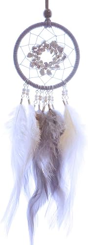 Amazon Comodo Viento ドリームキャッチャー 車 カー用品 ルームミラー アクセサリー 飾り 羽 天然石 丸 円 ホワイトジャスパー ジュエリー小物 ケア用品 通販