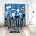 Superhero Shower Curtain Panel Buildings Cityscape City Cartoon Fabric
