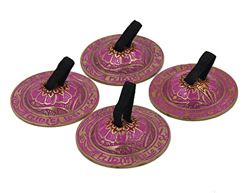 DharmaObjects Belly Dancing OM Namah Pro Finger Zills or Cymbals (Pink)