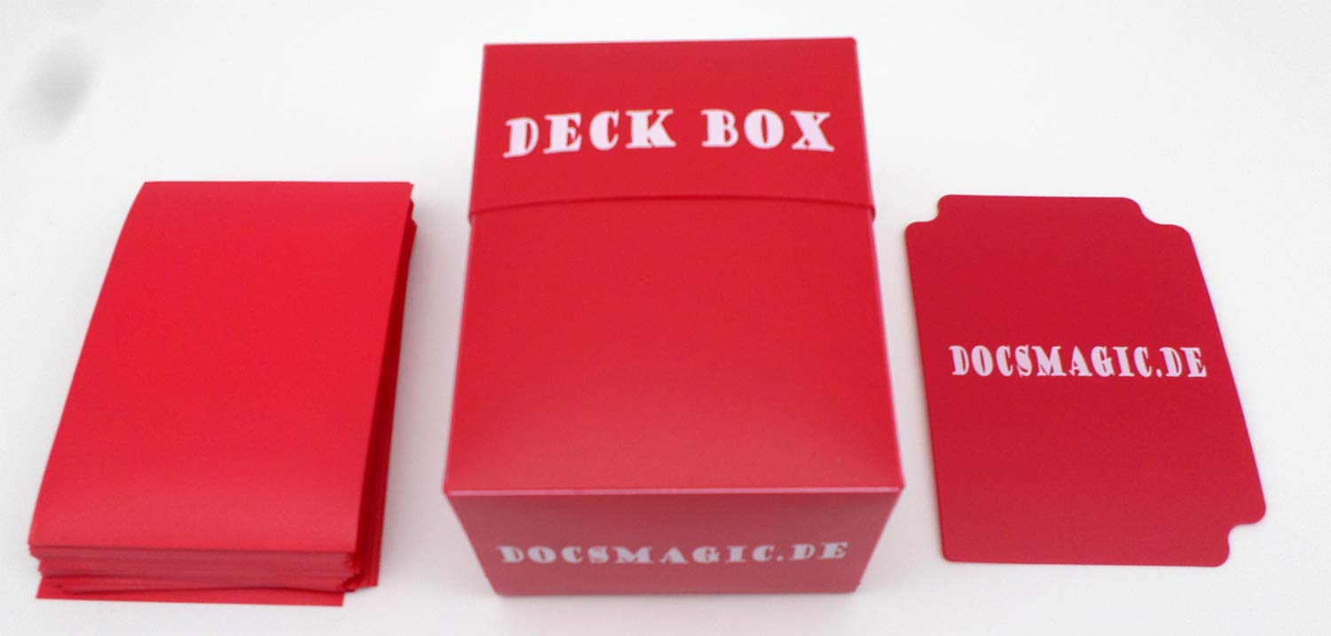 docsmagic.de Deck Box + 100 Double Mat Red Sleeves Standard - PKM - MTG