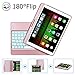 iPad Pro 10.5 Case with Keyboard 2017/ iPad Air 3rd Gen Case with Keyboard 10.5 2019, 360 Rotate 7 Color Backlit Wireless Folio Keyboard Case Cover, Auto Wake Sleep/Silent Typing, Rose Gold