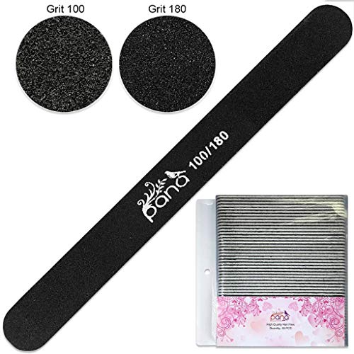 Pana (Grit: 100 x 180, Pack of 50 Pieces) USA Professional Black Round Emery Board Nail Files