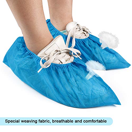 Disposable Shoe Covers, Opret 100 Pcs (50 Pairs) Extra Thick Shoe & Boot Covers Non-Slip Foot Booties Recyclable Shoe Protectors for indoors, for both Men and Women, Blue & Pink