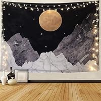 Joddge Mountain Tapestry Stars Tapestry Moon Tapestry Nature Landscape Tapestry Wall Hanging for Room(59.1 x 78.7 inches)