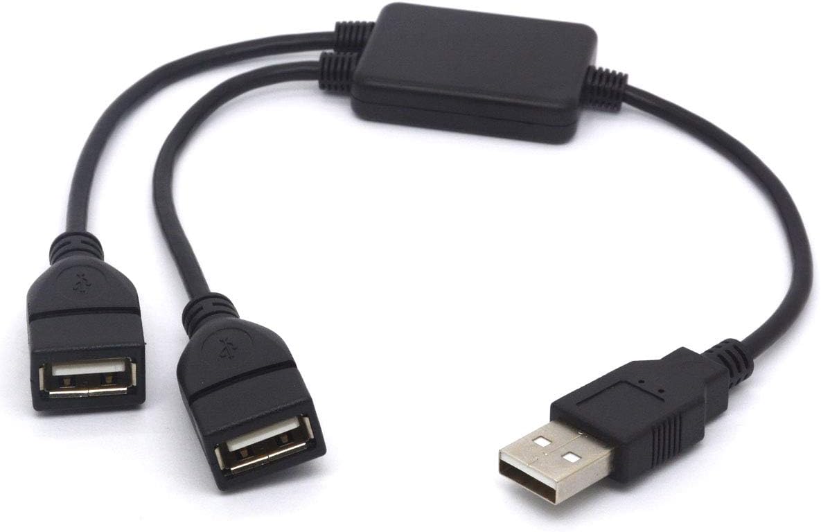 OpenII USB Splitter Cable Upgrade Chip Angled USB 2.0 A Male to Dual Female Data Syncing Charging Aadapter Cord (Support ALL Devices) - Image 3