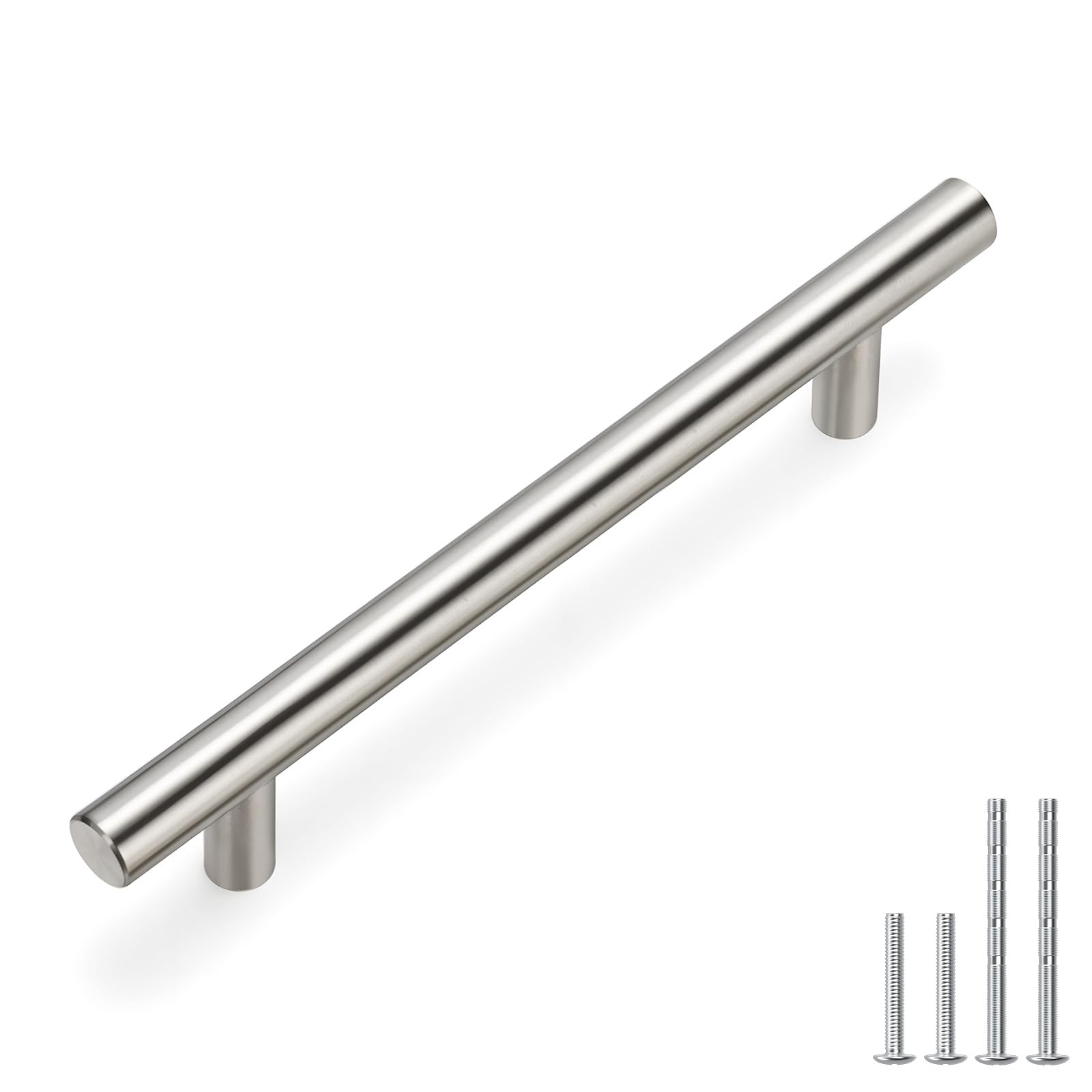 Photo 1 of homdiy 25 Pack Modern Round Bar Cabinet Pulls, 5in Hole Center, Brushed Nickel Stainless Steel, Easy to Install, Durable