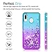 Wallme Samsung Galaxy A20 Case/A30 Phone Case W/Tempered Glass Screen Protector[2 Pack],Glitter Diamond Cute Hearts Flowing Sparkle Bling Bling Case for Girls/Women-Teal/Purple