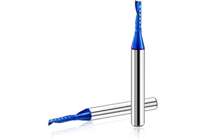 BGTEC O Flute UpCut Spiral Router Bit - 1/8" Shank Carbide End Mill Single Flute Spiral CNC Router Bit for Wood, Aluminum, Pl