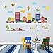 decalmile Construction Cars City Wall Decals Transportation Roads Kids Wall Stickers Baby Nursery Childrens Bedroom Playroom Wall Decor