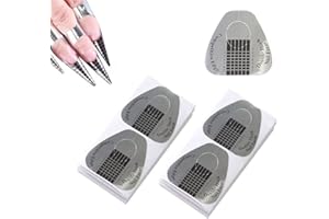 VNC Silver Horseshoe Nail Extension Tips - Acrylic Nail Forms for Gel & Acrylic, UV Guide Stickers - 200pcs