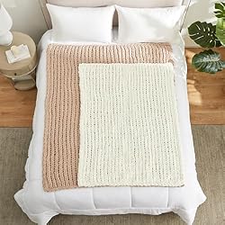 Amélie Home Chunky Knit Blanket Throw, Thick Soft